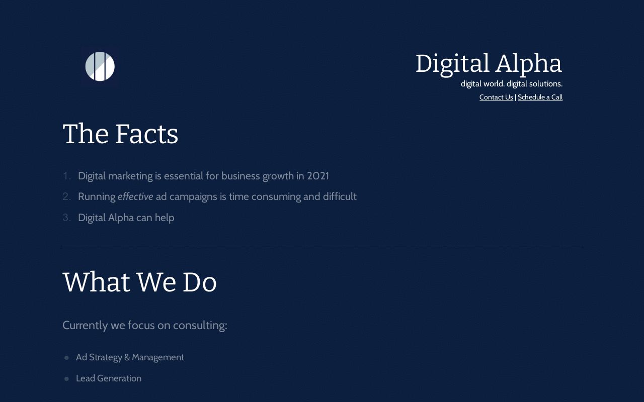 Digital Alpha Landing Page